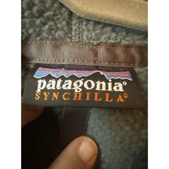 Patagonia Women’s Synchilla Full Zip Hooded Fleece Jacket Blue Estimated Large - Picture 6 of 6